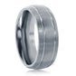 Tungsten Ring - Brushed Silver Double Stripe
