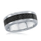Tungsten Ring - Polished Silver & Black Carbon Fiber
