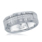 Tungsten Ring - Polished & Brushed Double Row CZ Silver
