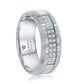 Tungsten Ring - Polished & Brushed Double Row CZ Silver