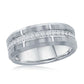 Tungsten Band Ring - Polished Silver CZ Eternity