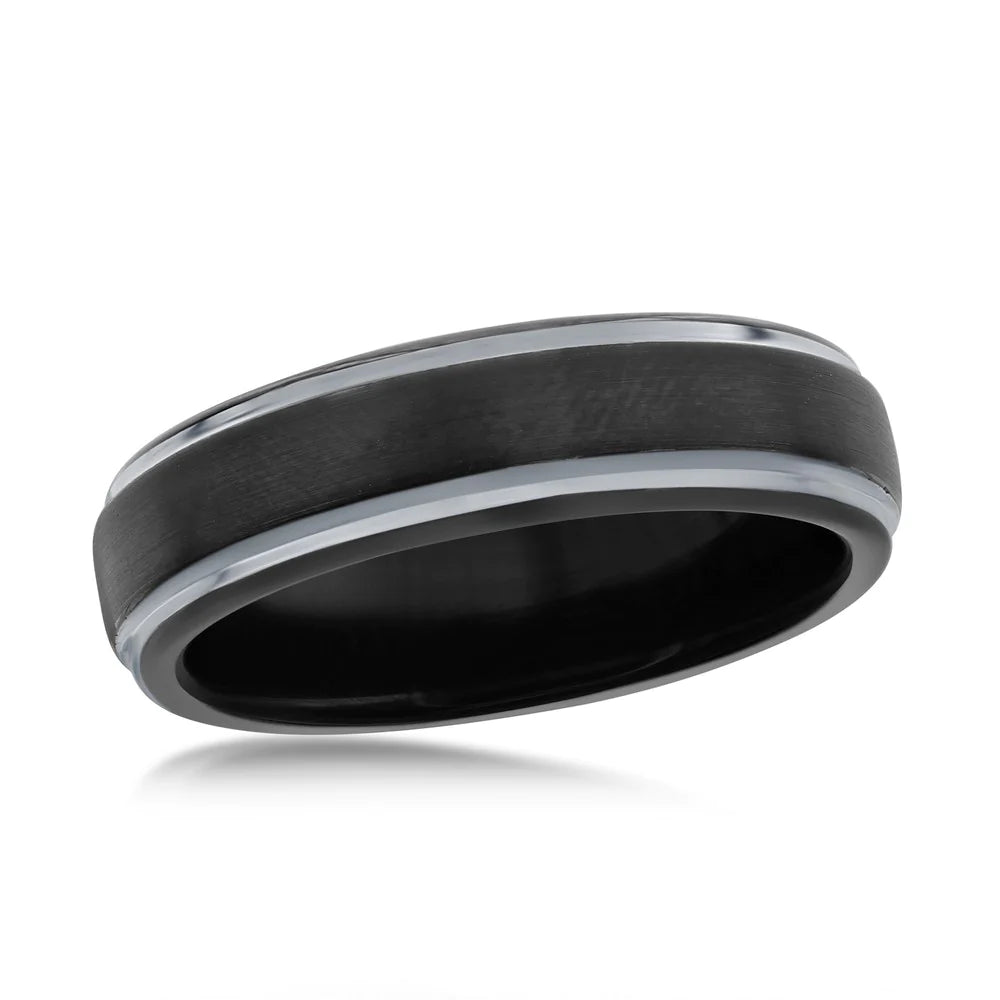 6MM Tungsten Ring - Silver & Black