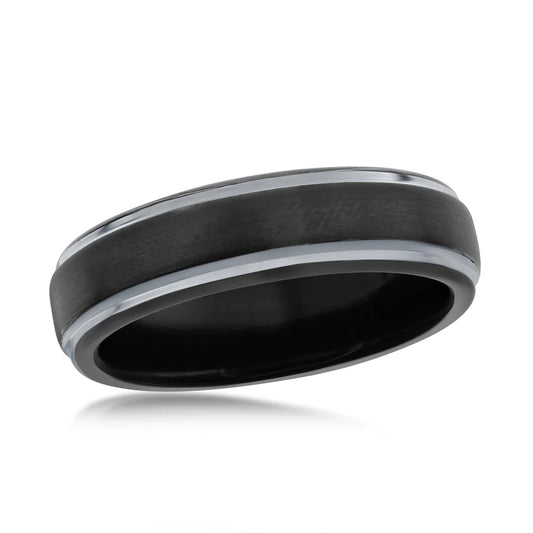 6MM Tungsten Ring - Silver & Black