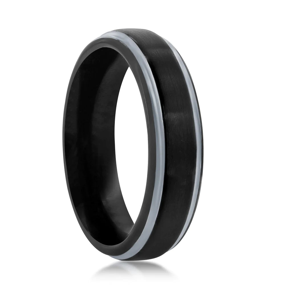 6MM Tungsten Ring - Silver & Black