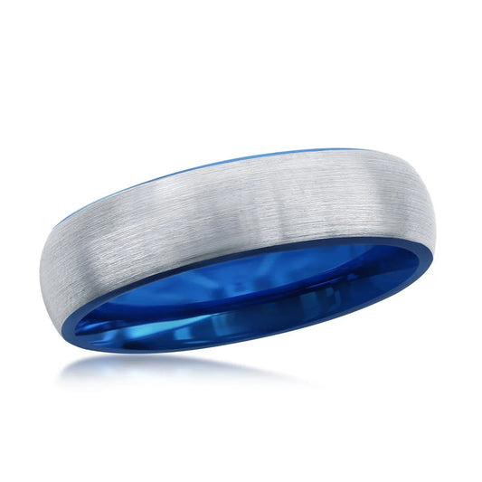 6MM Tungsten Ring - Silver & Blue