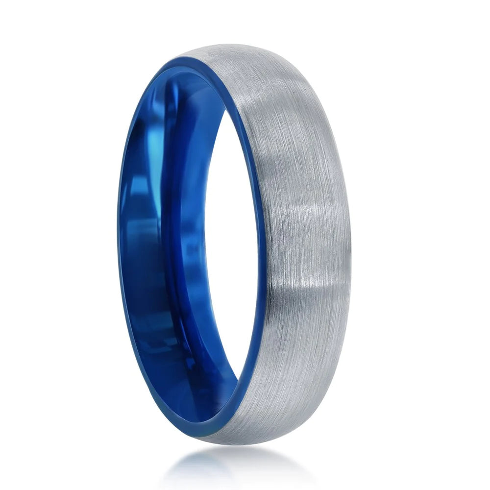 6MM Tungsten Ring - Silver & Blue