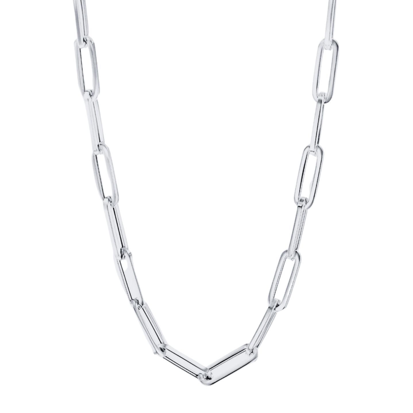 Paper Clip White Gold Chain 10K