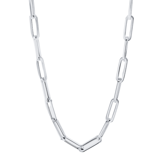 Paper Clip White Gold Chain 10K