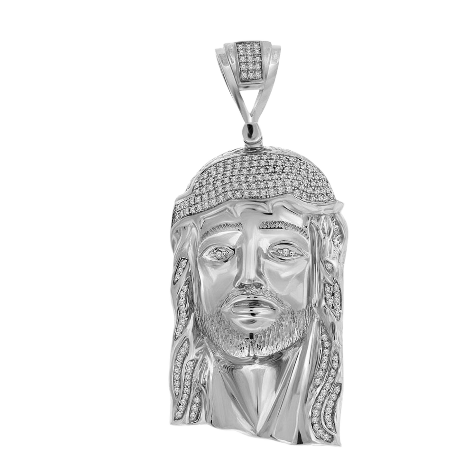 Men's Round Diamond Jesus Face Charm Pendant in 10KT Gold