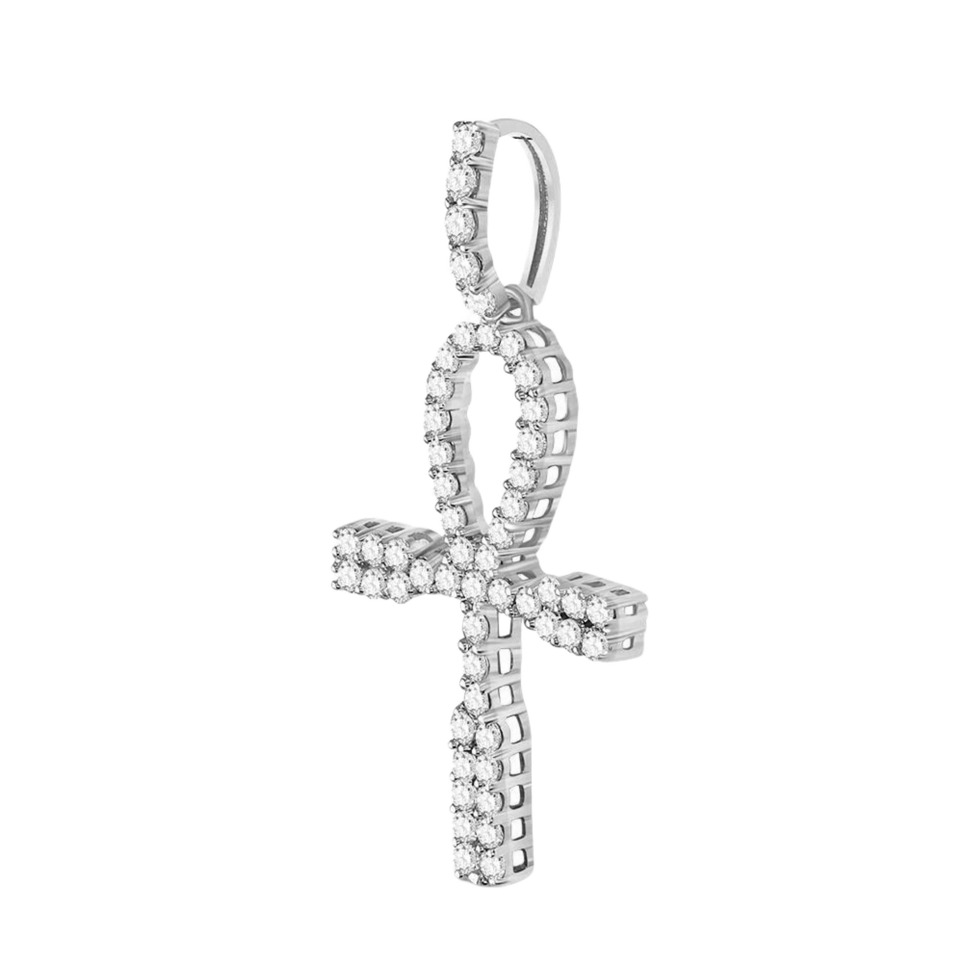 Men's Round Diamond Ankh Cross Charm Pendant in 10KT Gold