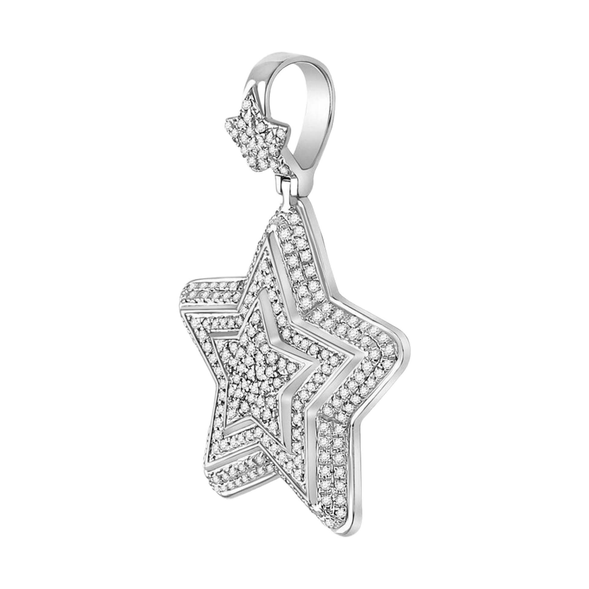 Men's Round Diamond Concentric Star Charm Pendant in 10KT Gold