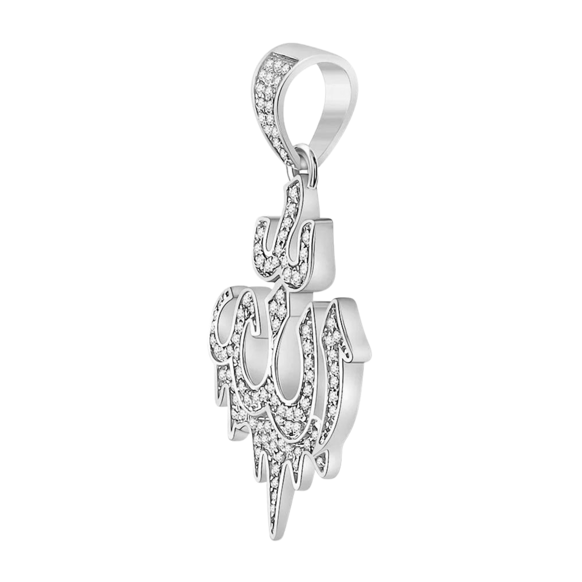 Men's Round Diamond "ALLAH" Arabic Script Charm Pendant in 10KT Gold