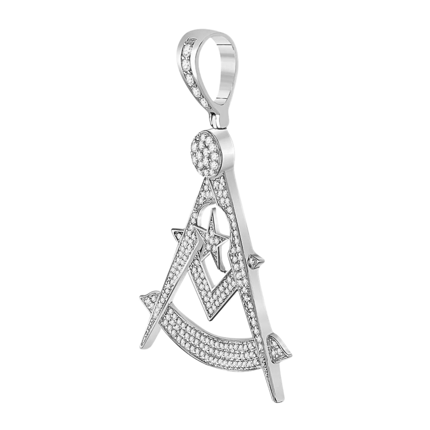 Gold Diamond Freemason Compass Charm Pendant - 10KT Gold