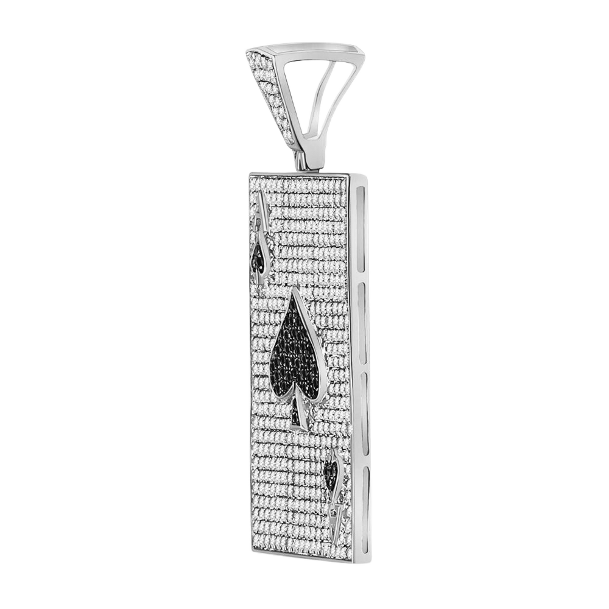 Gold Diamond Black Color Enhanced Diamond Ace Spades Card Pendant - 10KT Gold