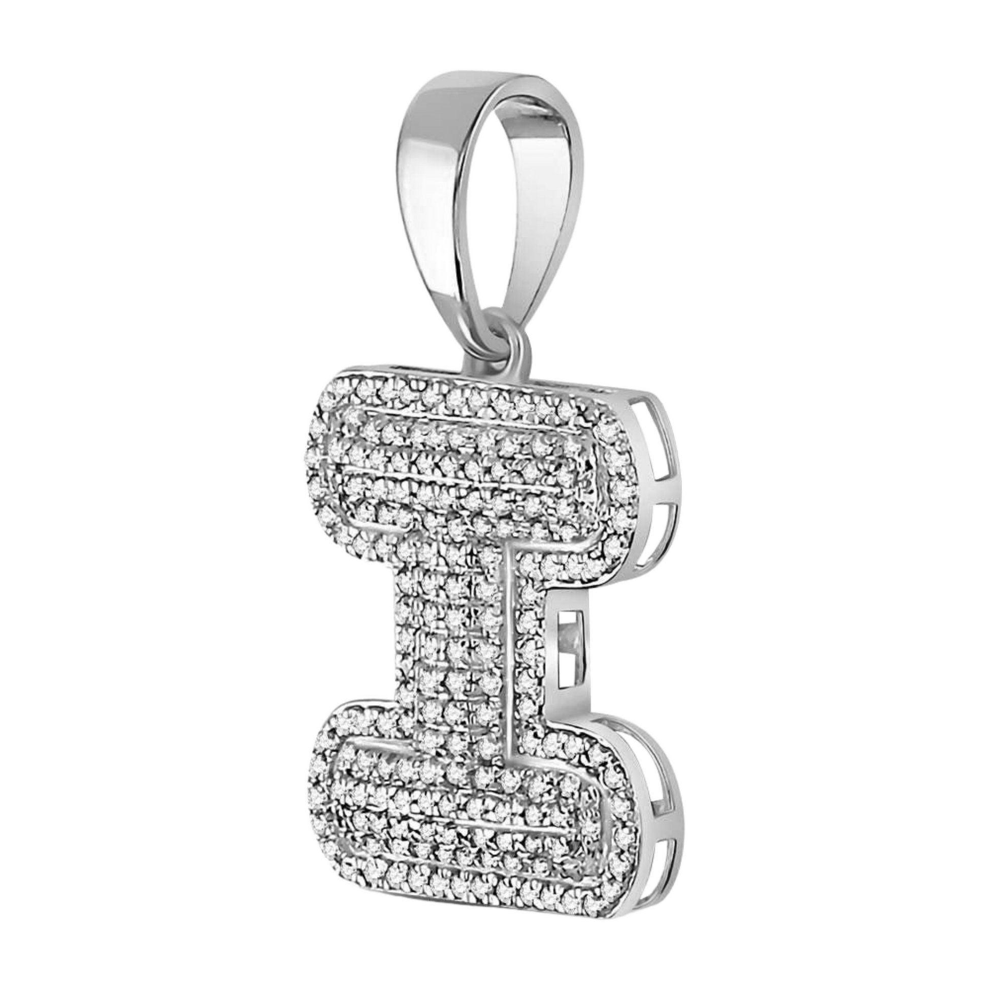 Gold Diamond Letter "I" Bubble Initial Charm Pendant - 10KT Gold