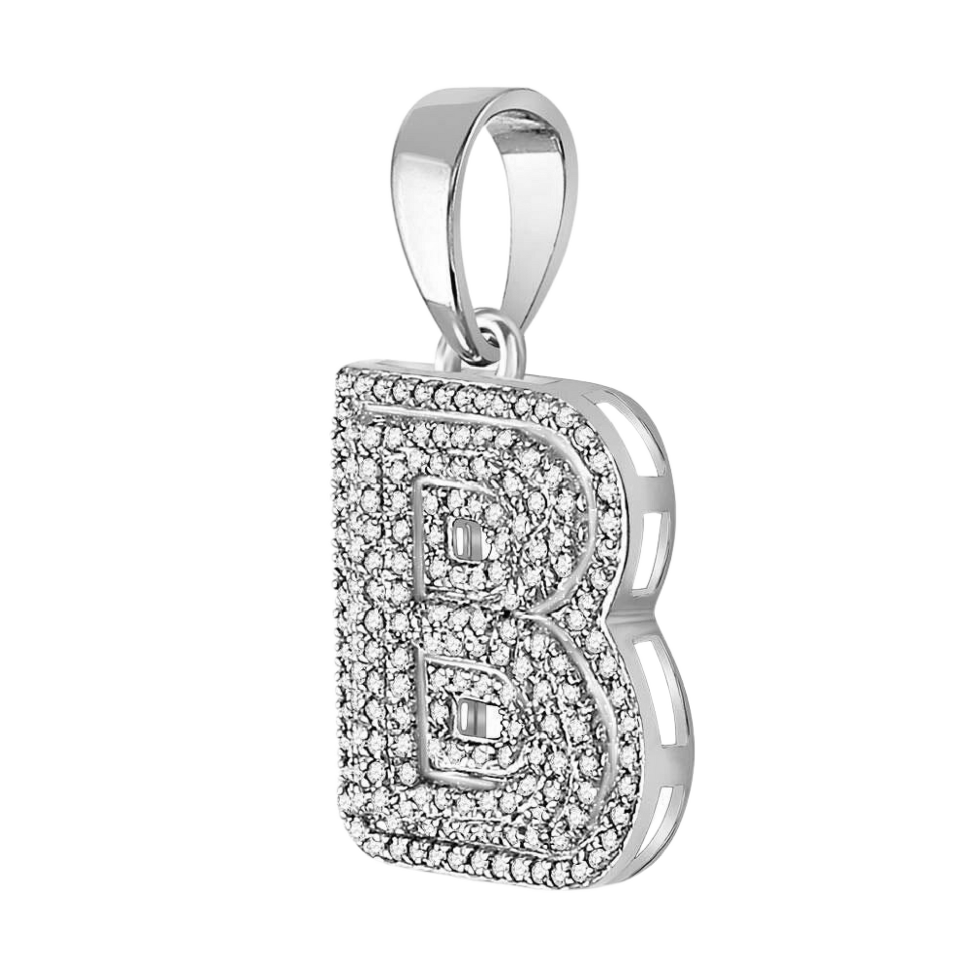 Gold Diamond Letter "B" Bubble Initial Charm Pendant - 10KT Gold