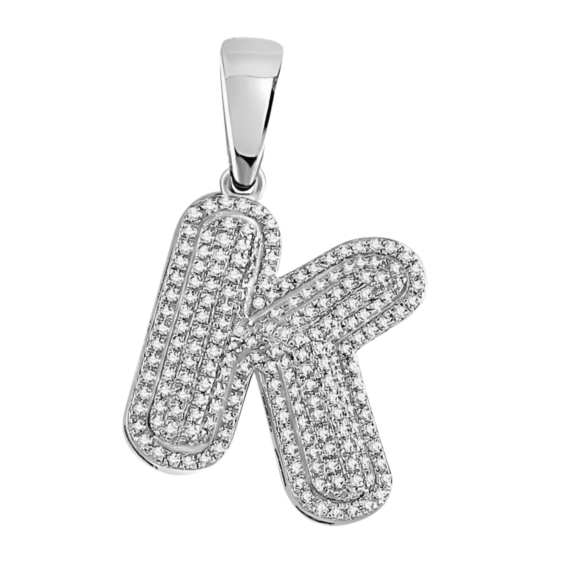 Gold Diamond Letter "K" Bubble Initial Charm Pendant - 10KT Gold