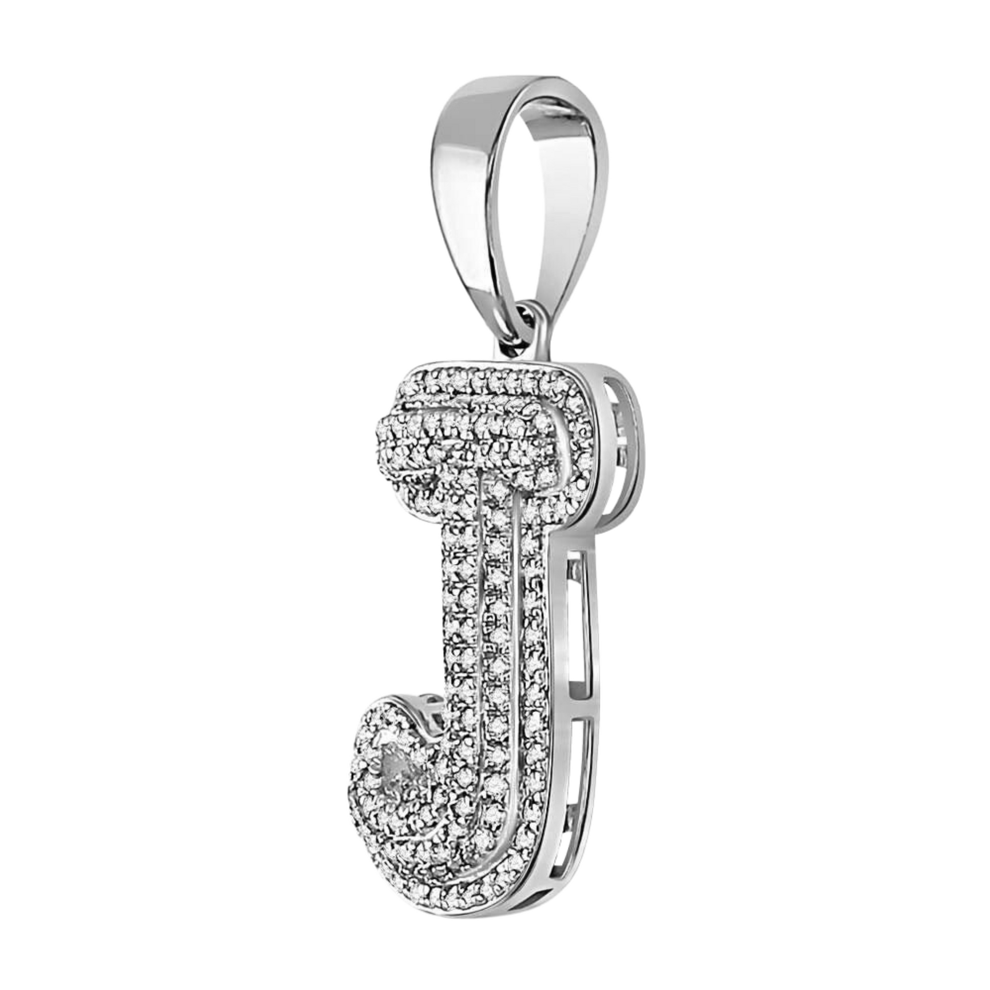 Gold Diamond Initial "J" letter Charm Pendant - 10KT Gold