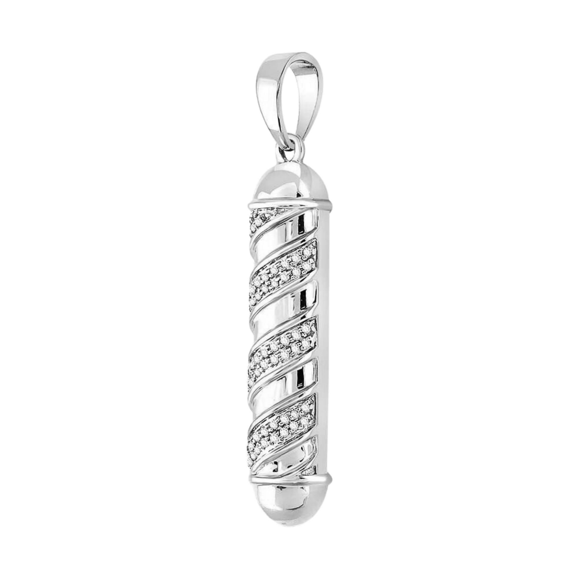 Gold Diamond Barber Pole Charm Pendant - 10KT Gold