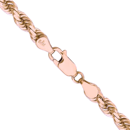 10k Rose Gold Chain - Solid Rope Chain