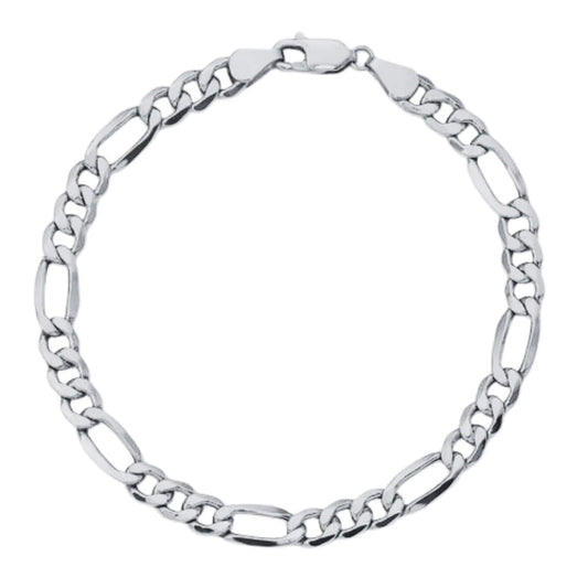  Solid White Figaro Bracelet 