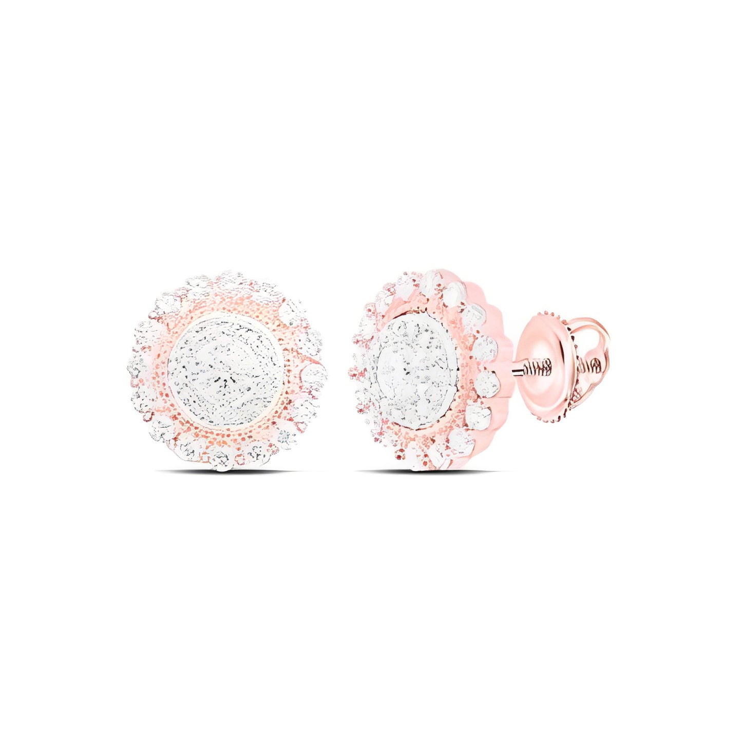 10K YELLOW GOLD ROUND DIAMOND HALO CIRCLE EARRINGS 1 CTTW