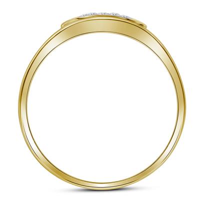 10K YELLOW GOLD ROUND PRONG-SET DIAMOND SQUARE CLUSTER RING 1/4 CTTW