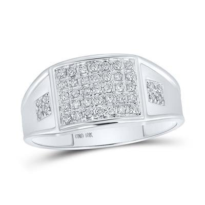10K YELLOW GOLD ROUND PRONG-SET DIAMOND SQUARE CLUSTER RING 1/4 CTTW