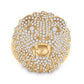 14K YELLOW GOLD ROUND DIAMOND LION HEAD ANIMAL RING 2-3/4 CTTW