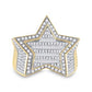 10K YELLOW GOLD BAGUETTE DIAMOND STATEMENT STAR RING 1-1/4 CTTW