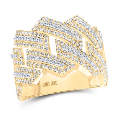 10K TWO-TONE GOLD ROUND DIAMOND BAND RING 1-3/8 CTTW