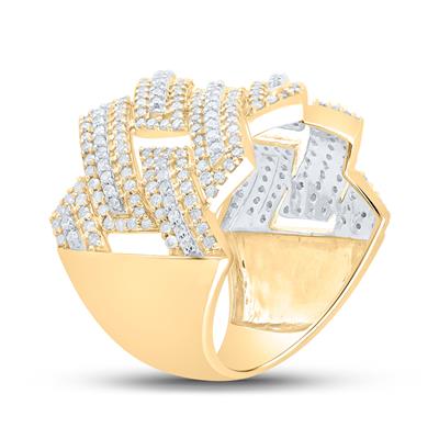 10K TWO-TONE GOLD ROUND DIAMOND BAND RING 1-3/8 CTTW
