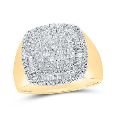 10K YELLOW GOLD BAGUETTE DIAMOND SQUARE RING 1-1/5 CTTW