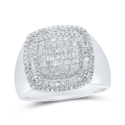 10K White GOLD BAGUETTE DIAMOND SQUARE RING 1-1/5 CTTW