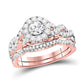 14K Two-Tone Gold Round Diamond Bridal Wedding Ring Set 1 CT-TW (CERTIFIED)