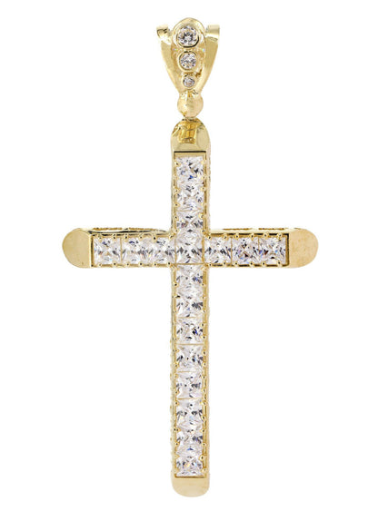 Gold Cross & Cz 10K Yellow Gold Pendant.