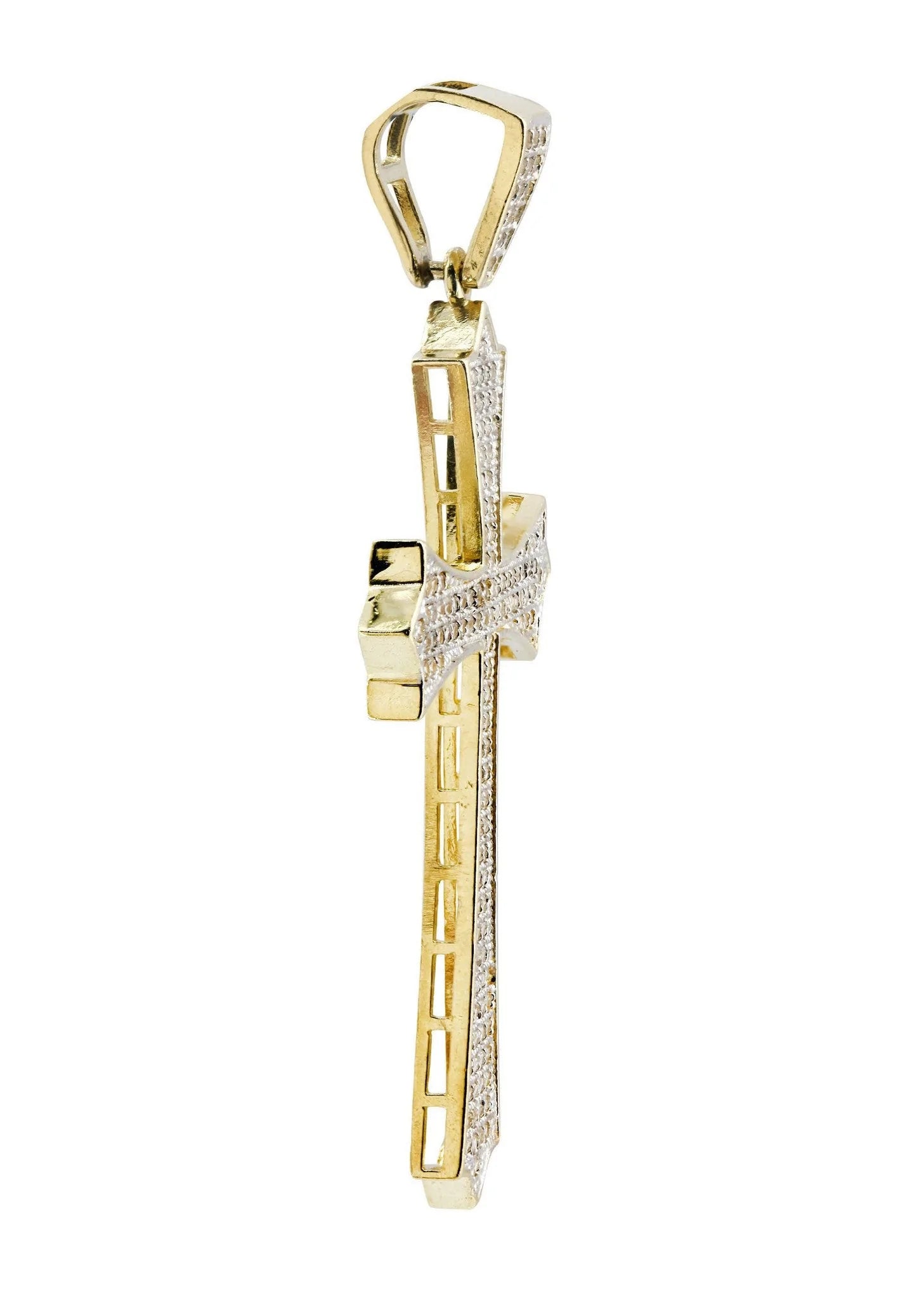 Big Gold Cross & Cz 10K Yellow Gold Pendant. | 4.8 Grams