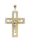 Big Gold Cross & Cz 10K Yellow Gold Pendant. | 9.2 Grams