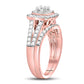 14K Two-Tone Gold Round Diamond Bridal Wedding Ring Set 1-1/4 CT-TW (CERTIFIED)