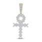 Men's Round Diamond Ankh Cross Charm Pendant in 10KT Gold