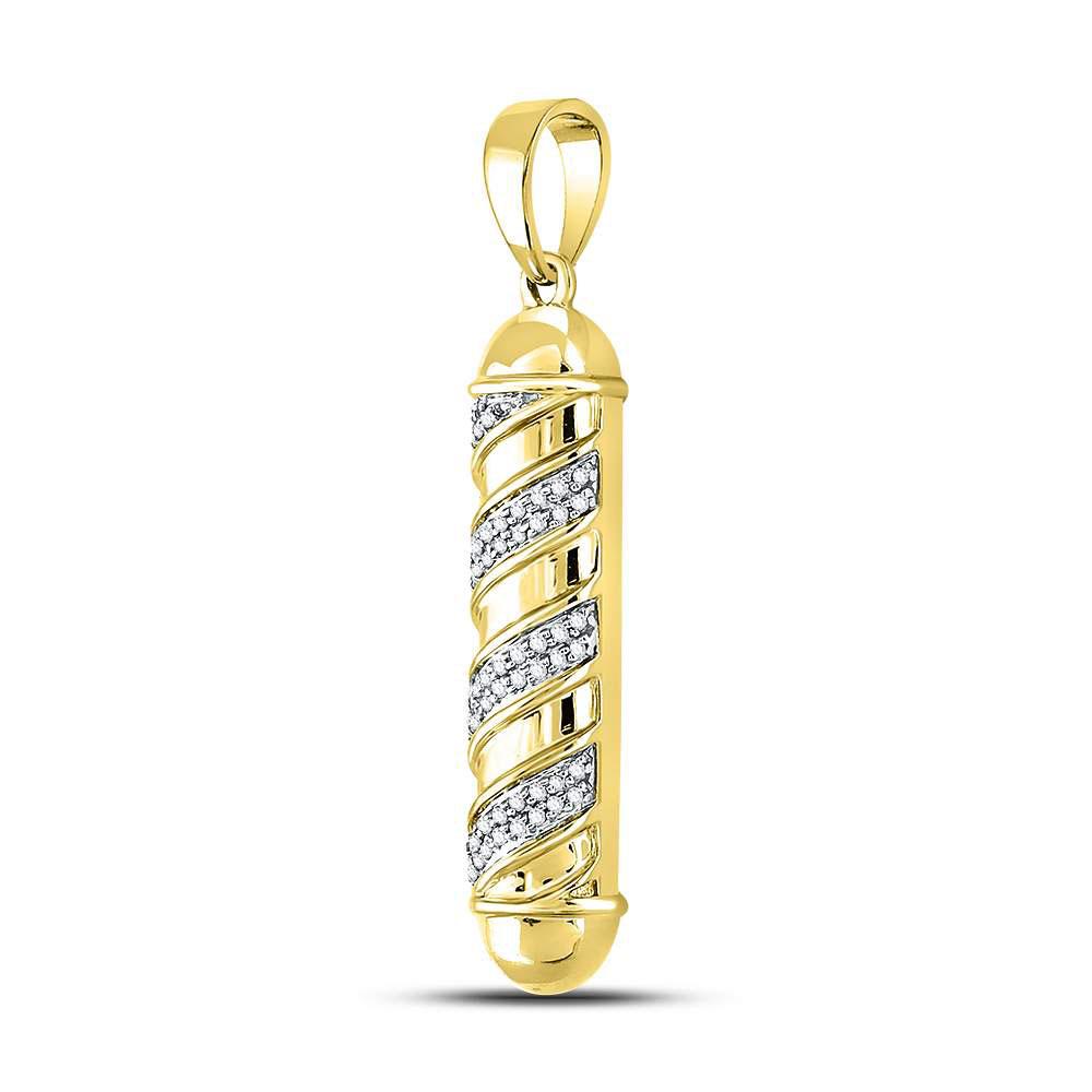 Gold Diamond Barber Pole Charm Pendant - 10KT Gold