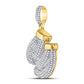Gold Diamond Boxing Gloves Sports Charm Pendant - 10KT
