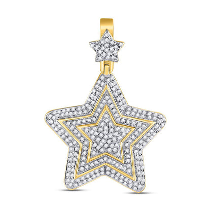Men's Round Diamond Concentric Star Charm Pendant in 10KT Gold