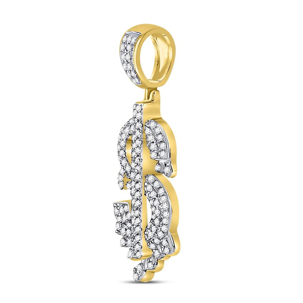 Gold Diamond Dollar Sign Charm Pendant - 10KT Gold