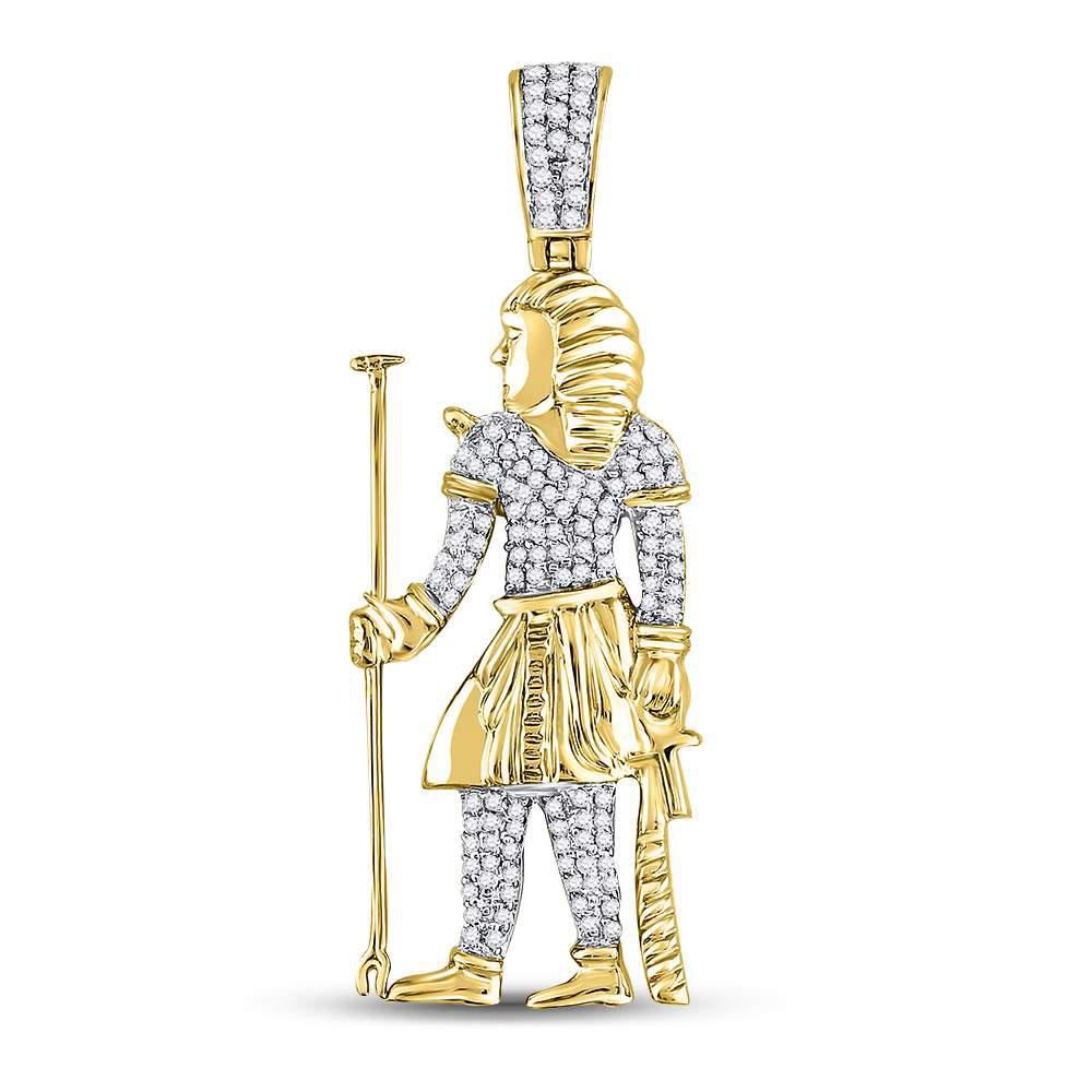 Gold Diamond Egyptian Pharaoh Charm Pendant - 10KT Gold