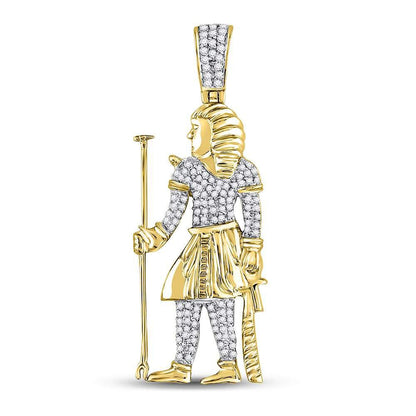Gold Diamond Egyptian Pharaoh Charm Pendant - 10KT Gold