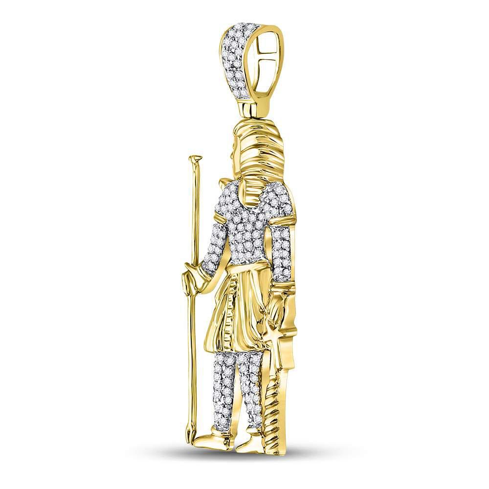 Gold Diamond Egyptian Pharaoh Charm Pendant - 10KT Gold