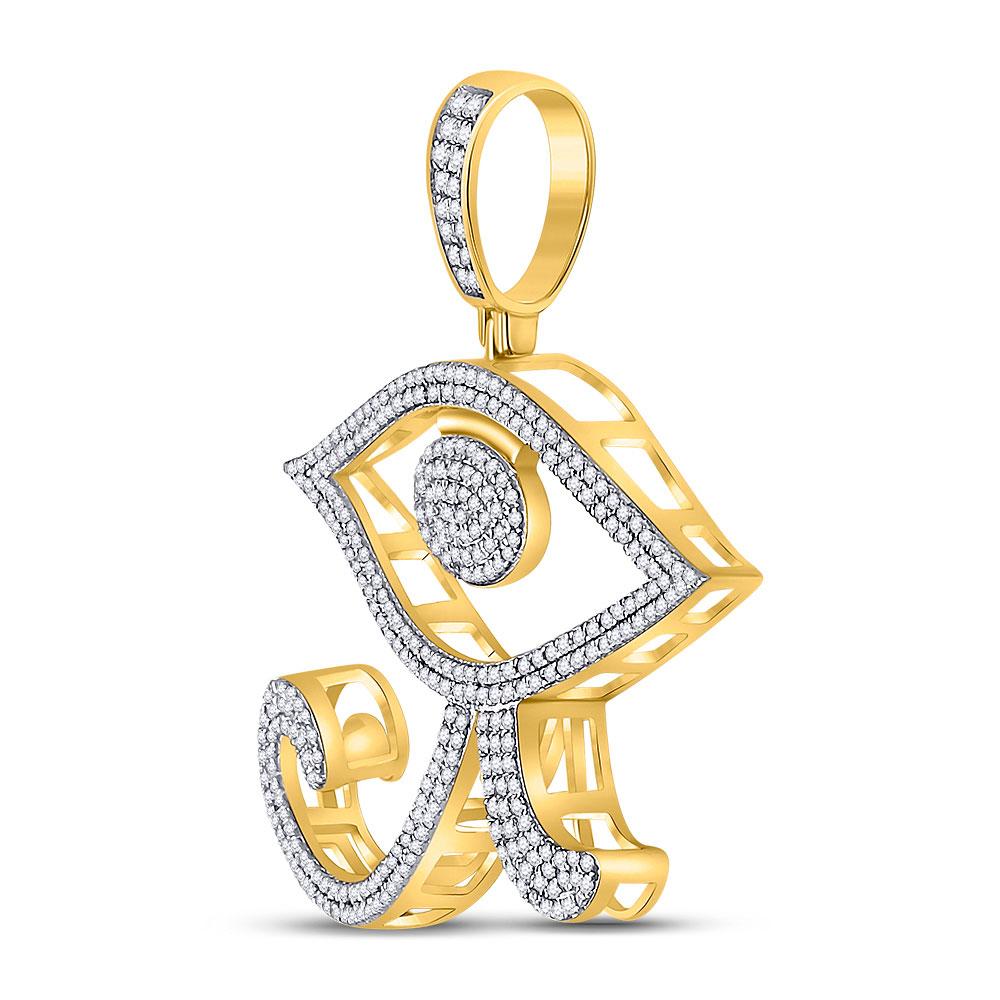 Men's Round Diamond Eye Of Ra Egyptian Charm Pendant in 10KT Gold