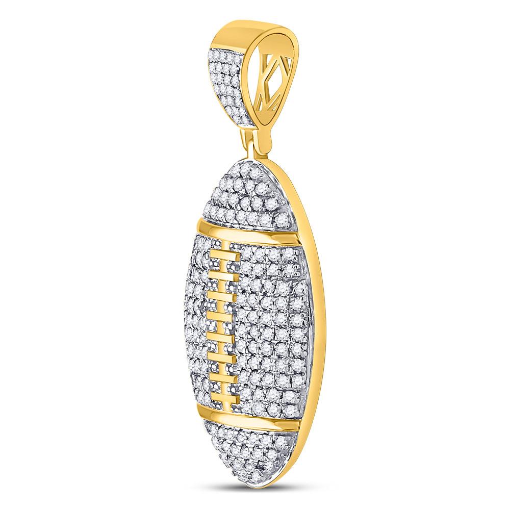 Gold Diamond Football Charm Pendant - 10KT Gold