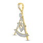 Gold Diamond Freemason Compass Charm Pendant - 10KT Gold